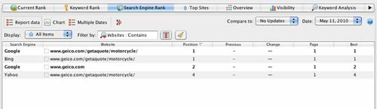 Search Engine Rank Report