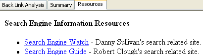 Back Link Analysis Resources.