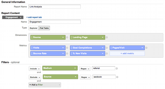 Link Analysis Custom Report